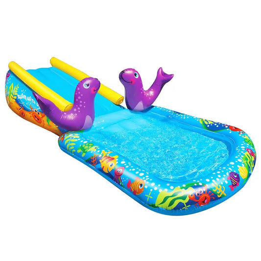 Toddler Outdoor Blue Inflatable My First Water Slide and Splash Pool
